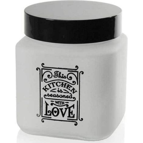 Trade Shop - Moderner Satinweiß-Quadrat-Quadrat-Behälter Jar 1000 ml 12 cm 833502 - (1/3)