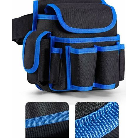 Sacoche à Outils Professionnelle, Sac à outils Sacoche, Ceinture à Outil d'électricien, Ceinture Porte-outils(Bleu) (1/4)