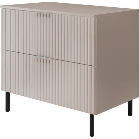 Mobile lavabo, Cashmere 80 x 77 x 46 cm, maniglia argento, gambe nere + Piano (1/5)