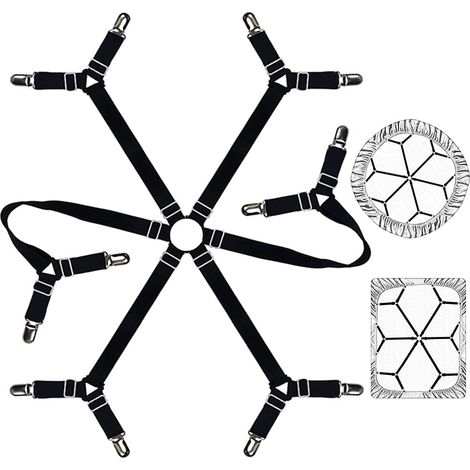 Attaches Drap Noir, Sangles élastiques Ajustables pour Tous Matelas (1/5)