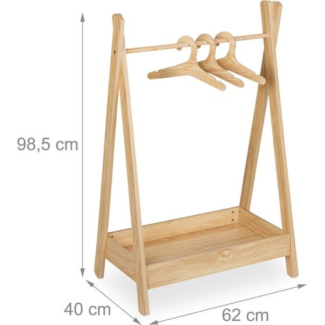 Armario infantil diseño elegante habitación 100 x 45 x 30 cm autonomía barra robustez de madera blanca 130016718 (1/3)