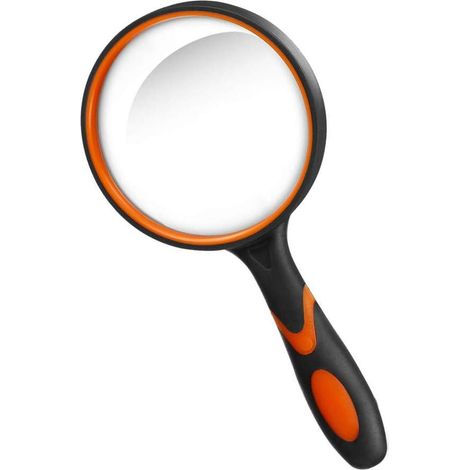 Loupe de lecture 10X avec poignée en caoutchouc souple antidérapante, pour l'inspection des insectes (vert/orange) - Orange