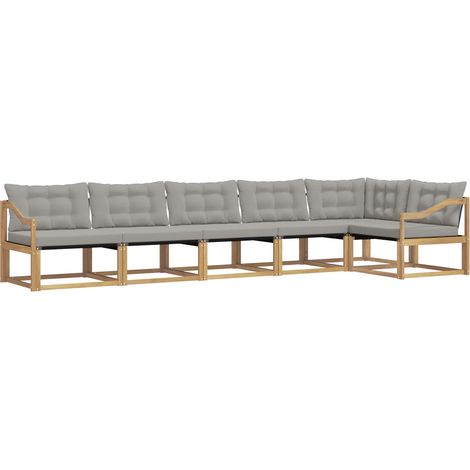 Set di divani da esterno 6 pcs Bianco e Grigio Chiaro vidaXL