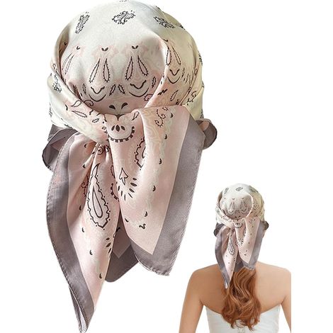 Fascia per capelli quadrata in seta alla moda – Foulard da donna – per mamma, figlia, per tutti i giorni, ufficio, palestra, viaggi, feste, spiaggia, piscina (1/5)