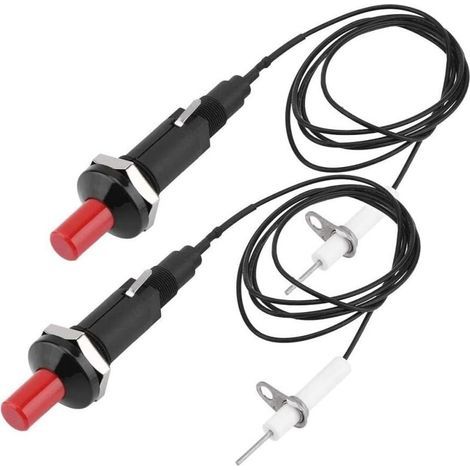 Lot de 2 allumeurs piézo Allumage piézo Résistant à la chaleur Pour barbecue à gaz Allumage piézo Igniter Électrode Ignition Spark Avec bouton poussoir Allume étincelles piézo (1/5)