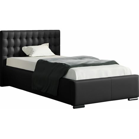Cama Nota, Soft 011, Individuales, 90x200, Cuero ecológico, Somieres, 107x222x92cm