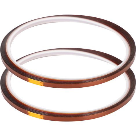 Lot de 2 rouleaux de ruban adhésif haute température 33 m, film polyimide jaune-brun, accessoire 3 mm