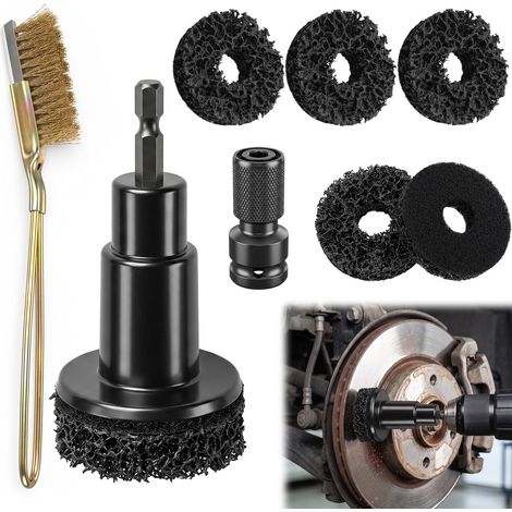 Kit de nettoyage pour boulons de roue et meuleuse de moyeu de roue avec 5 disques abrasifs, outil de nettoyage de moyeu de roue avec brosse anti-rouille, pour visseuse sans fil et visseuse à (1/5)