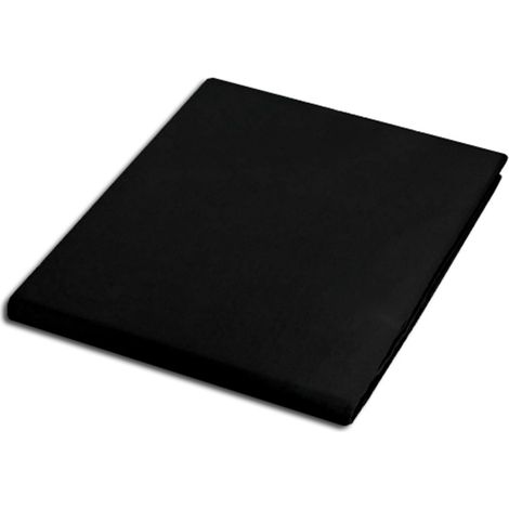Sábana bajera ajustable de algodón 160x200, satén 100% algodón, color negro. (1/5)