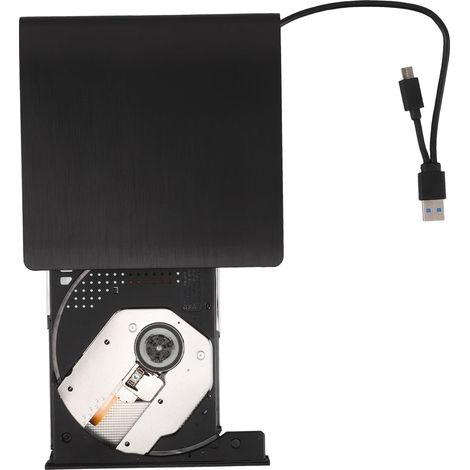 Lecteur CD Externe USB Type-c Graveur de CD Plastique et Métal Noir Portable pour Ordinateur et Lecture Audio et Vidéo (1/5)