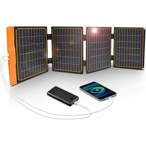 Foldable Solar Panel, 40W Portable Solar Charger IP67 2 USB(A/C) QC 3.0 Ports for Smartphone Power Bank Camera Travel Survival (1/5)