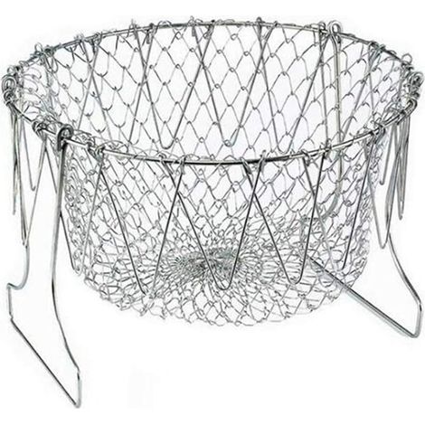 JJDD Panier pliable en acier inoxydable multi-fonctions pour frire et cuisine