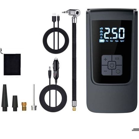 Compresseur d'air portable, mini pompe à air électrique 4000 mAh, pompe à vélo électrique avec écran LCD numérique, 4 mode (1/4)
