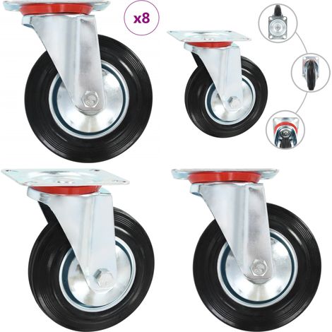 8 pcs Roulettes pivotantes 160 mm - Roulettes Pivotantes - Roulettes De Chariot - Roues Mobiles - Accessoires Meuble - Manutention - Home & Living (1/5)