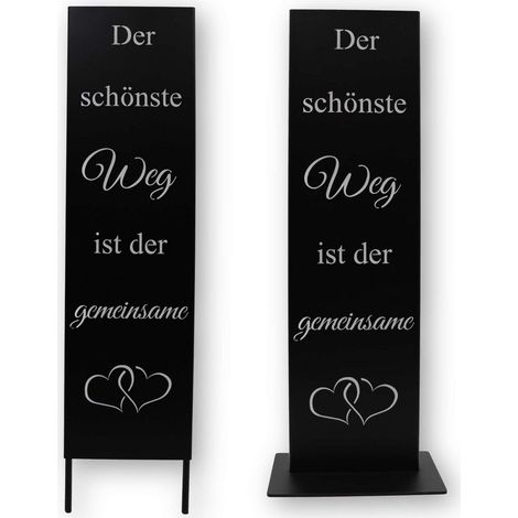 Stèle Décorative en Métal Noir 55 cm Panneau avec Citation pour Jardin et Décoration de Mariage - PANGIVO