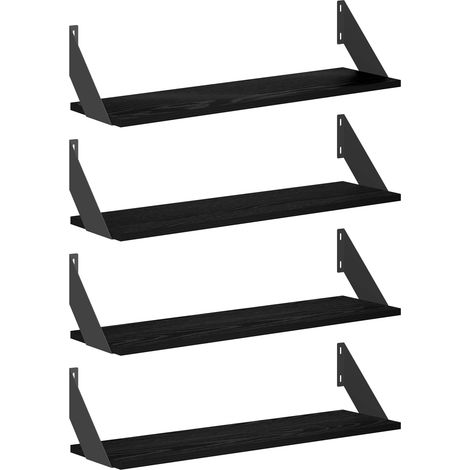 Scaffali da parete 4 pz Nero 70 x 20 x 17 cm vidaXL (1/5)