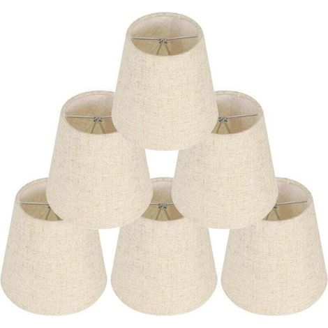 6-teiliges Lampenschirm-Set für Tischlampen, Klemmlampenschirme, Ersatz-Leinenlampenschirme, kleine Klemmlampenschirme für Nachttische, Kristallwandleuchten und Kerzenständer (1/4)