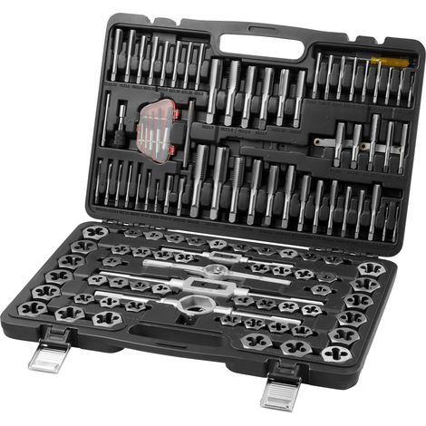 VEVOR Juego de Machos y Matrices 116 PCS Metrico M3-M18 Kit de Roscado y Roscado de Acero SAE Maletín de Transporte Herramientas para Roscado y Roscado Construcción Reparación de Automóviles Plomería
