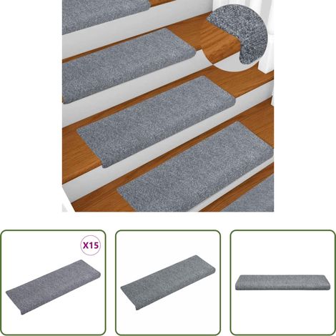 Treppenmatte - Stufenmatten Selbstklebend 15 Stk. 65x21x4 cm Hellgrau Rechteckiger Rand (1/5)
