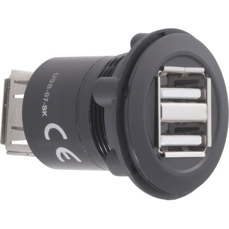 TRU COMPONENTS USB-07-BK USB-Doppeleinbaubuchse 2.0 Buchse, Einbau, Adapter 2 x USB-Buchse Typ A auf (1/2)
