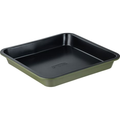 Bandeja cuadrada de acero al carbono, para horno, experto, verde oliva, 26 x 26 x 3,5 cm