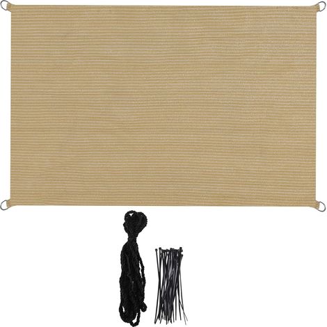 Voile d'ombrage 3x3m Rectangulaire Imperméable à l'eau PES Toile d'ombrage blanc cassé avec 95% de Protection UV pour Patio Extérieur Jardin (1/5)