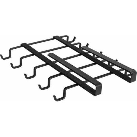 WENKO Porta tazze sospeso per scaffale Klea, Porta tazze sospeso con antiscivolo per 10 tazze, Acciaio, 22x5x28 cm, Nero