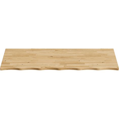 Planche en bois massif 140 cm pour salle de bain, finition naturelle et design ondulé des bords (1/5)