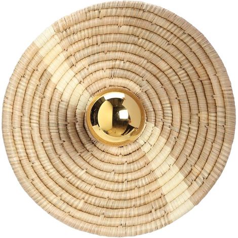 applique murale bohème, naturelle, hygge - applique intérieure décorative en seagrass tressée naturelle - support métal noir, douille E27, possibilité ampoule LED, motif 1 (1/5)