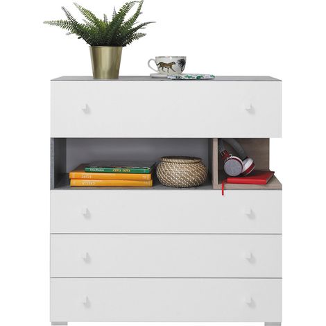 Kommode 85cm in Beton weiß Eiche SEATTLE-133 (1/3)