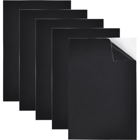 Lot de 5 panneaux de mousse autocollants, panneaux de mousse noirs, 300 x 200 x 3 mm, caoutchouc cellulaire, rembourrage en caoutchouc mousse autocollant, tapis en mousse antidérapant avec support adh (1/5)
