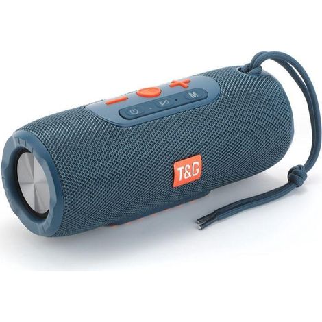 Enceinte Bluetooth portable T&G TG-341, 10 W, batterie rechargeable, résistante à l'eau - Bleue