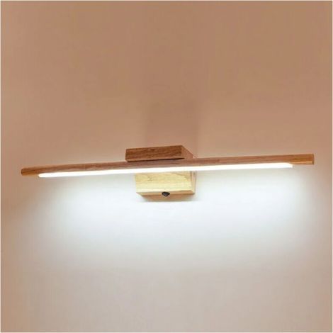 Badezimmerspiegelleuchte aus Holz mit Schalter, moderne LED-Innenwandleuchte, IP44 wasserdicht, Schminktischlampe, Kosmetikspiegel, Kosmetikleuchte, Beleuchtung (60 cm, 3000 K) [ (1/5)