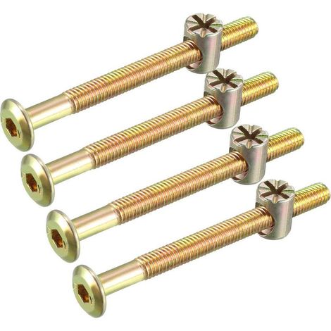 M6x70mm Boulon Meuble Lit Écrou Ensemble Hexagonal Douille Vis 50mm Filetage Longueur avec Écrou pour Lits Têtes Lit Chaises 4 Ensembles (1/4)