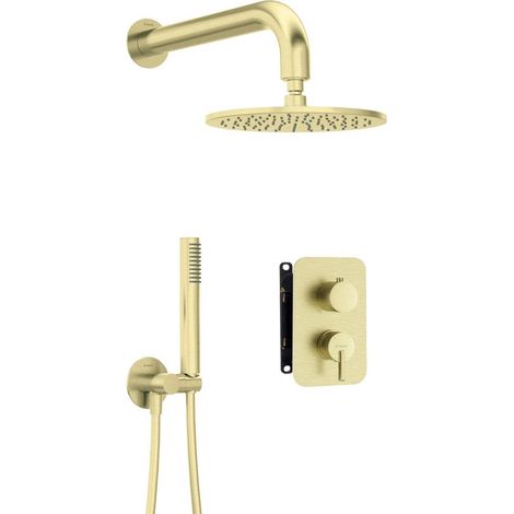 Deante Ensemble Luxe or brossé robinet de douche encastré