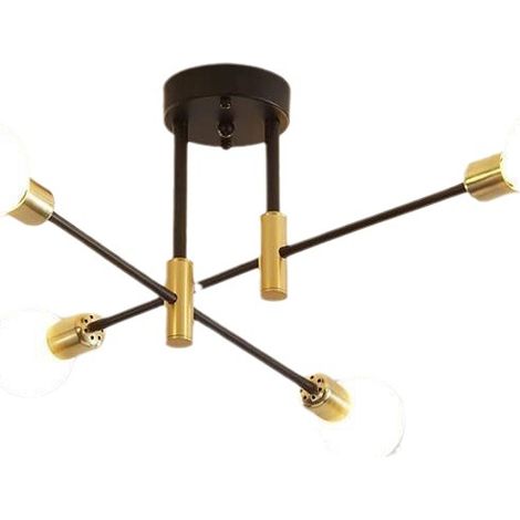 Lustre de style industriel vintage, lustre de plafond à 4 lumières, lustre vintage, plafonnier noir d'intérieur, chambre, couloir, lustre de cuisine (1/5)