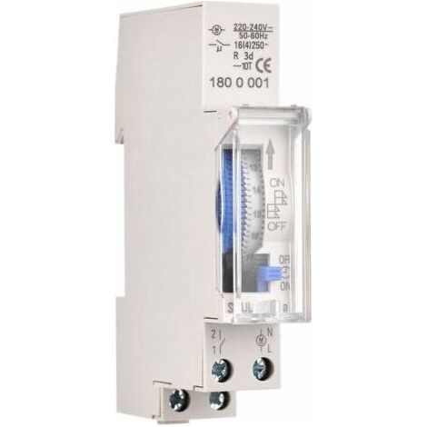 Minuterie mécanique de 24 heures Minuterie minimale de 15 minutes Montage sur rail Batterie intégrée, SUL180a AC220-240V Gris - SUL180a AC220-240V Gris..DEBUNS (1/4)