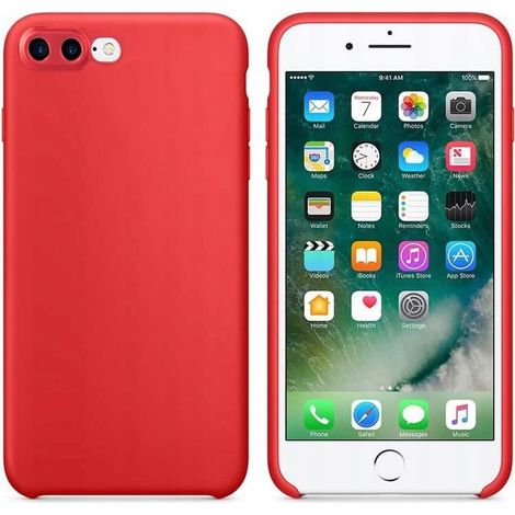 Custodia protettiva in silicone opaca per iPhone 7 Plus, colore rosso. (1/5)