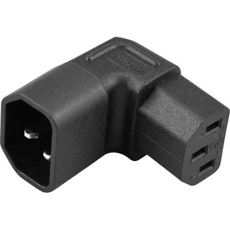 TRU COMPONENTS Adapter Kaltgeräte-Stecker C14 - Kaltgeräte-Buchse C13 Gesamtpolzahl: 3 Schwarz 1 S (1/4)