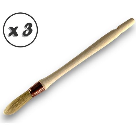 Pinceau de Pouce à rechampir Brosse ronde Soie Blanche Diamètres variés - Quantité x 3 - Soie n° 3/0 - Ø 15 mm