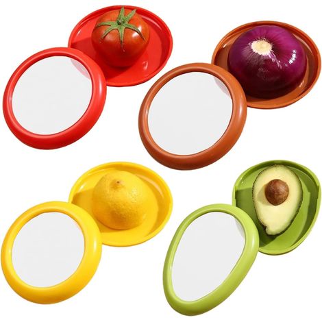 Lot de 4 Boîtes de Rangement en Silicone pour Fruits et Légumes, Réutilisables, Boîtes Fraîcheur pour Frigo (1/5)