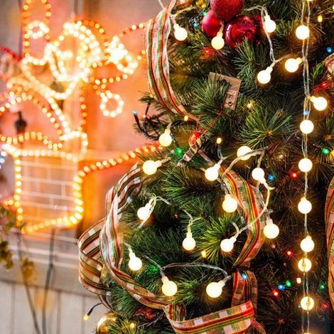 Guirlande Lumineuse LED - Boules Blanches - 300 cm - Alimentée Par Piles - Avec Télécommande Réglable - Pour Décoration Intérieure Et Extérieure (1/4)