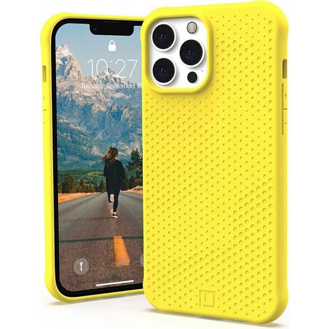 Compatible avec l'iPhone 13 Pro Max d'Apple [Silicone doux au toucher, design texturé, compatible avec la recharge sans fil, protection contre les chutes jusqu'à 2,4 m] Jaune (1/5)