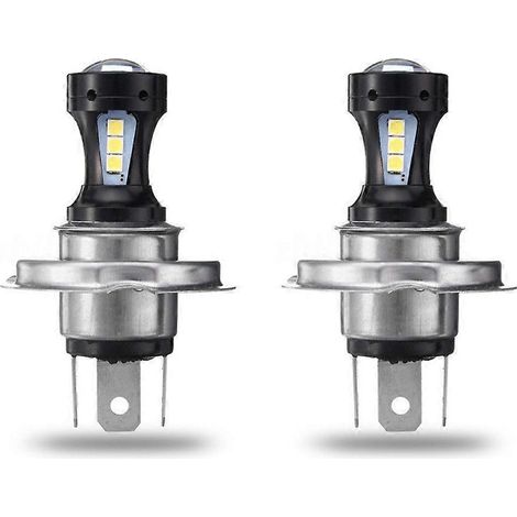 2 ampoules LED H4 3030 pour phare de moto, feux de route/croisement, 6500K, 12-24V (1/5)