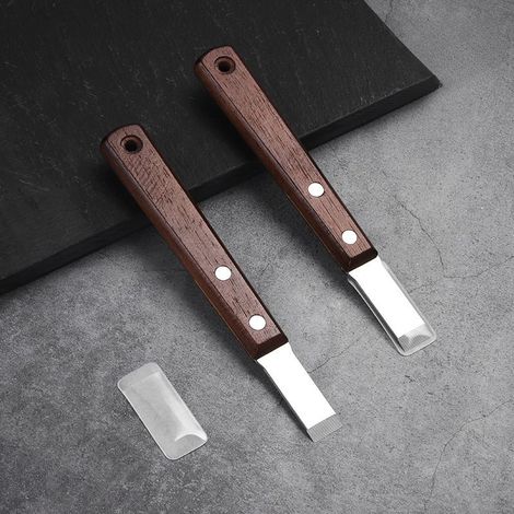 Grattoir à joints, grattoir plat pour enlever les résidus d'adhésif, petit grattoir à manche en bois pour nettoyer la graisse et la saleté des joints d'étanchéité, grattoir pour hotte aspirante. (1/5)