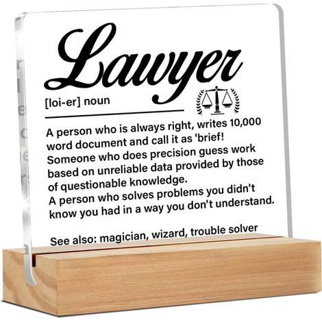 Cadeaux d'appréciation et de graduation pour avocat·e (hommes et femmes), prière pour avocat·e, panneau transparent en acrylique de décoration pour bureau et maison (1/5)