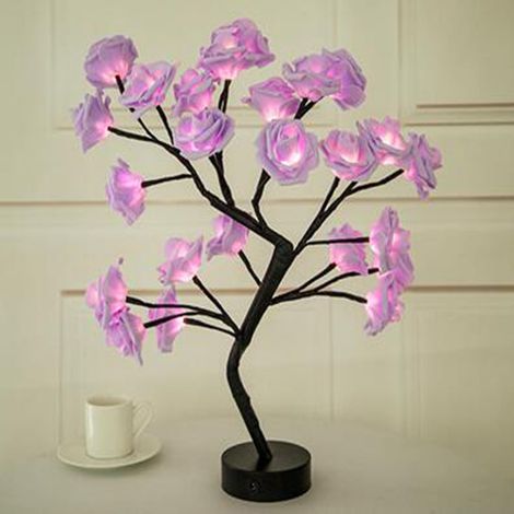 Lampe Table Arbre À Roses LED - Décoration Intérieure Romantique - Idéal Pour Mariage Fête Maison - 1 Pièce (1/4)