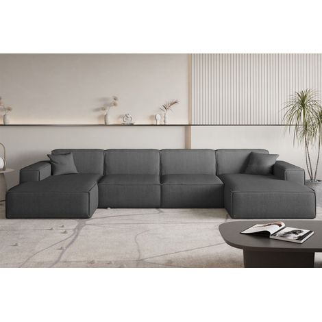 Wohnlandschaft Sofa U-Form CELES PREMIUM in Stoff Scala Anthrazit (1/3)