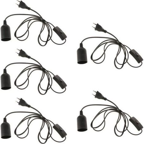 Support lampe douille E27 - Noname - 5pcs - Câble 1.8m - Prise électrique UE - Noir (1/4)