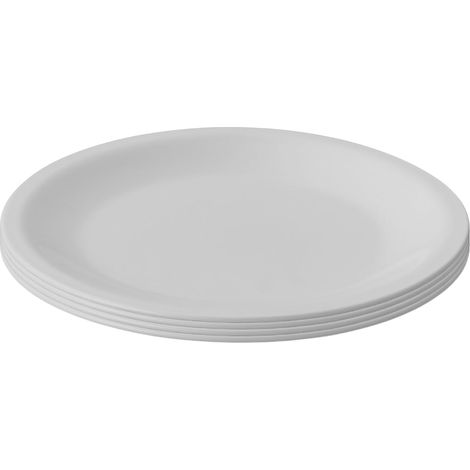Lot de 4 assiettes en plastique, gris clair, Ø 23,5 cm, plates, incassables, réutilisables, passent au micro-ondes et au lave-vaisselle, sans BPA, camping, pique-nique, fête (1/5)
